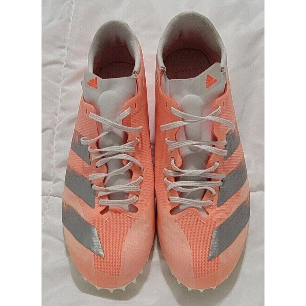ADIDAS ADIZERO PRIME SPRINT SPIKES EE4586 CORAL/METALLIC/WHITE MEN'S SZ.6.5